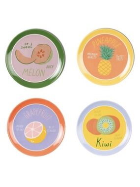 Full Set of 4 Ceramic Fruit Plates from Bullseye's Playground Spring 2026, New
